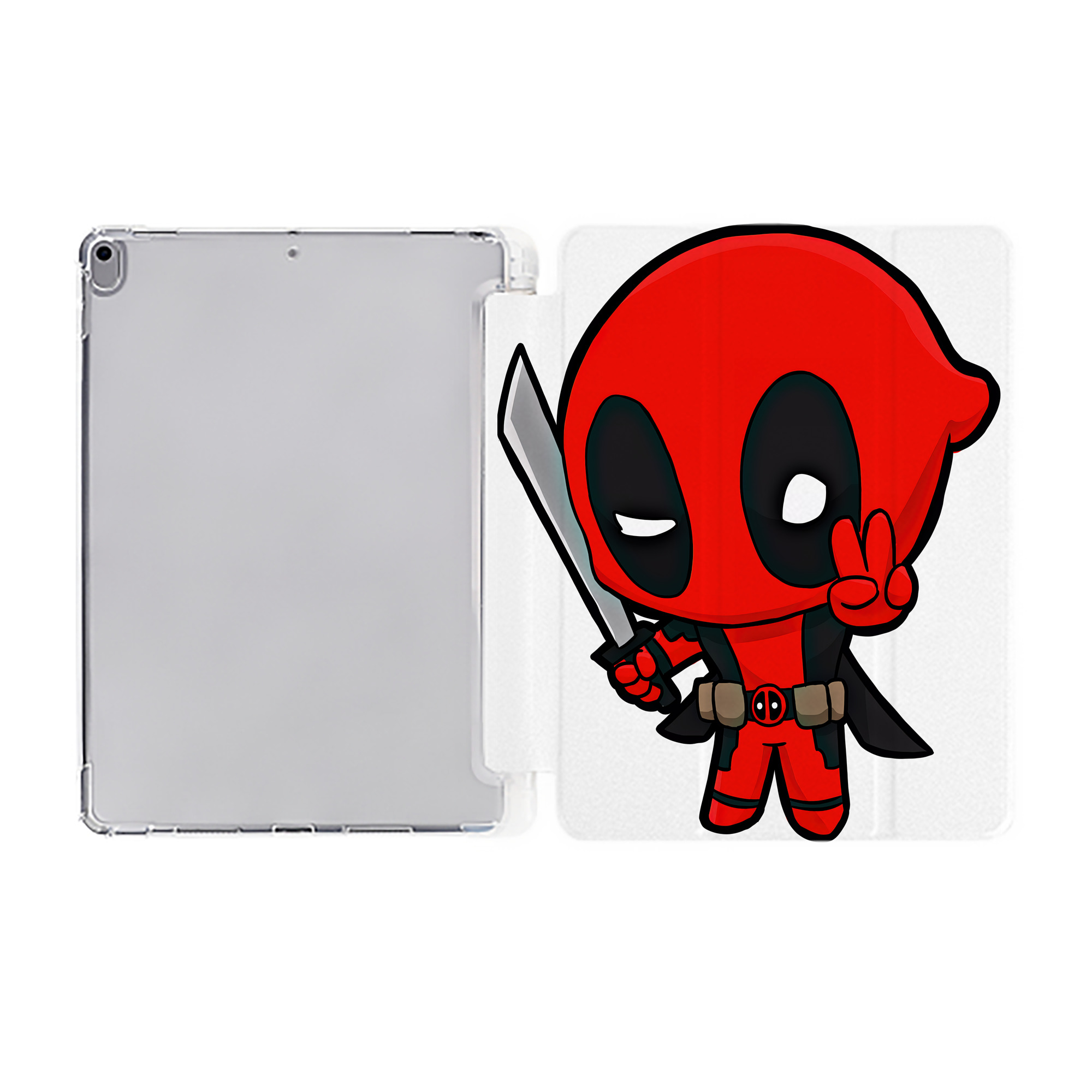 （画像用） Deadpool デッドプール IPad ケース ペン収納付き 三つ折りスタンド PUレザー×シリコン 対応機種9.5/10.5/10.9インチ